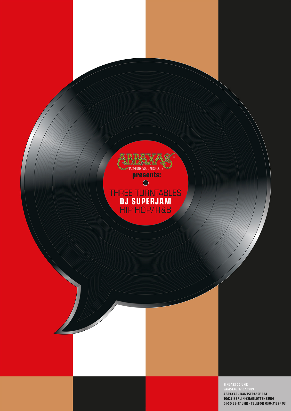 Plakat Abraxas, Schallplatte als Sprechblase
