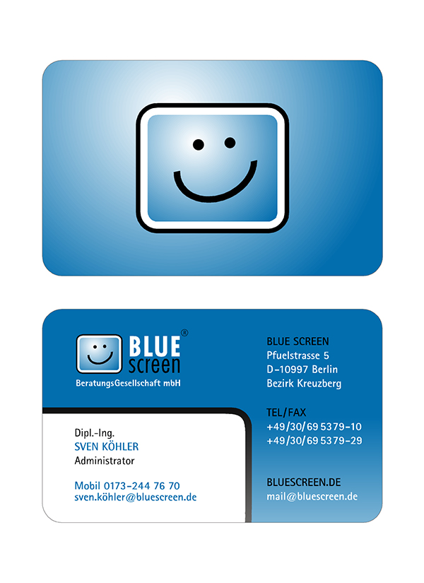 Visitenkarten Blue Screen