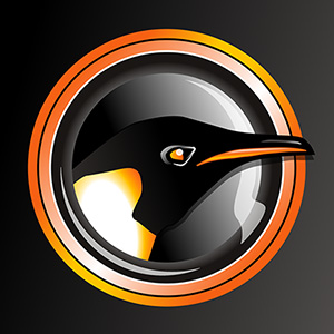 Logo caruso Systems - In einem Kreis stehender Ausschnitt eines Kaiserpinguins.