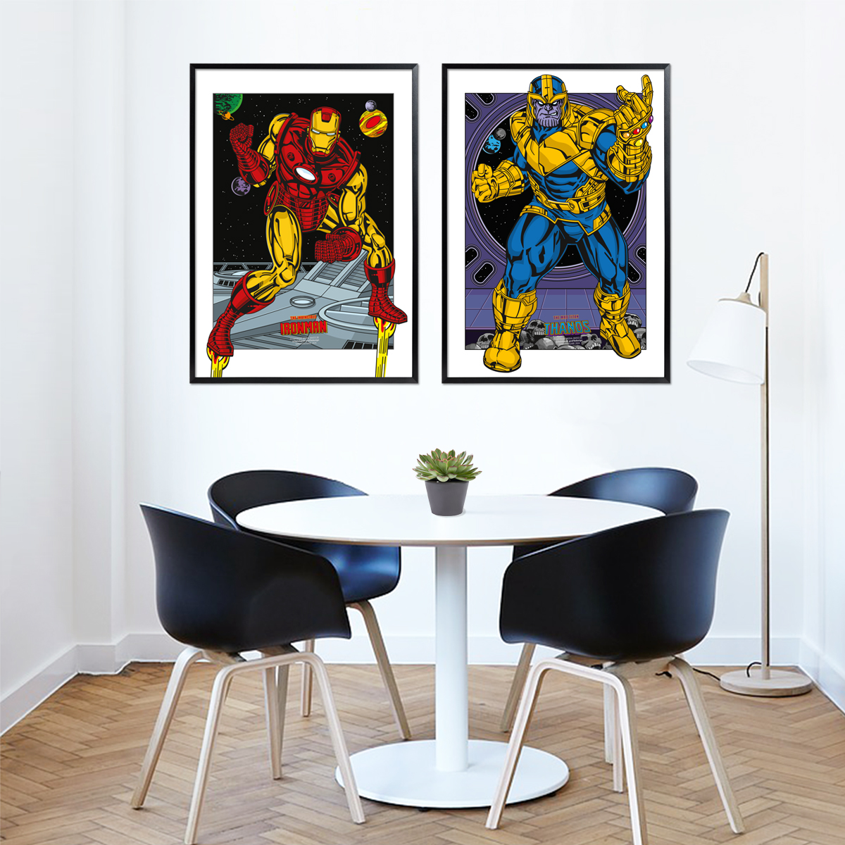 Ironman vs Thanos im Rahmen und Raumansicht