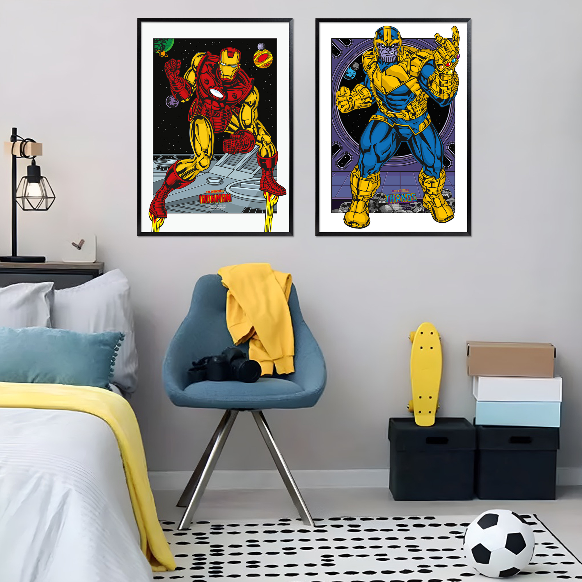 Poster Ironman vs Thanos in Raumansicht