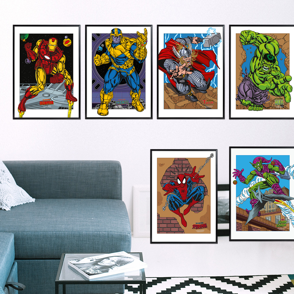 Poster Ironman vs Thanos in Raumansicht