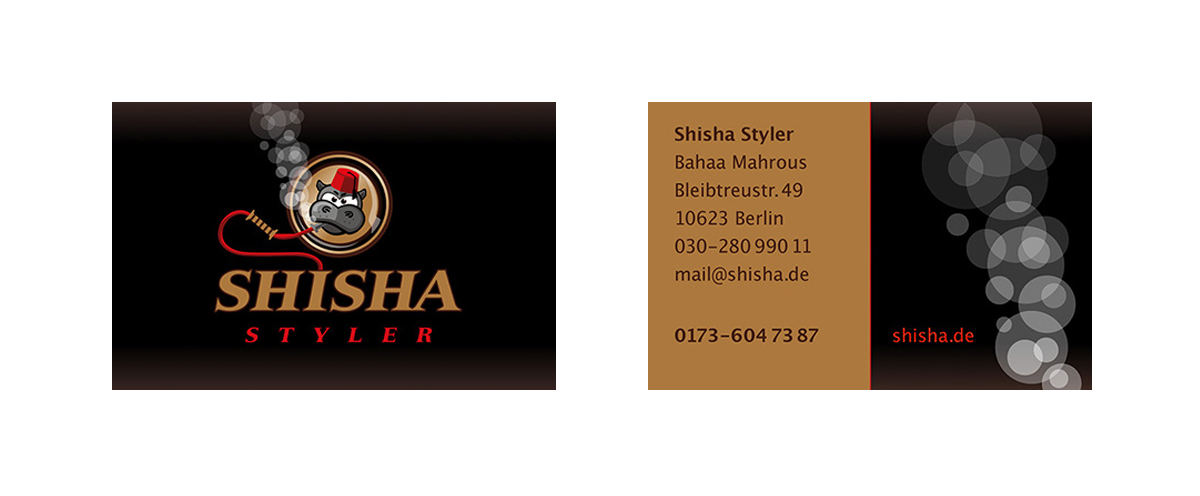 Visitenkarte Vorderseite shisha styler