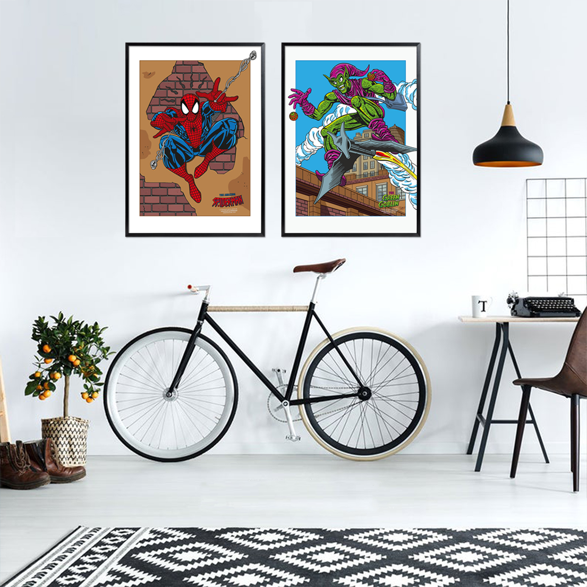 Poster Spiderman vs Goblin in Raumansicht