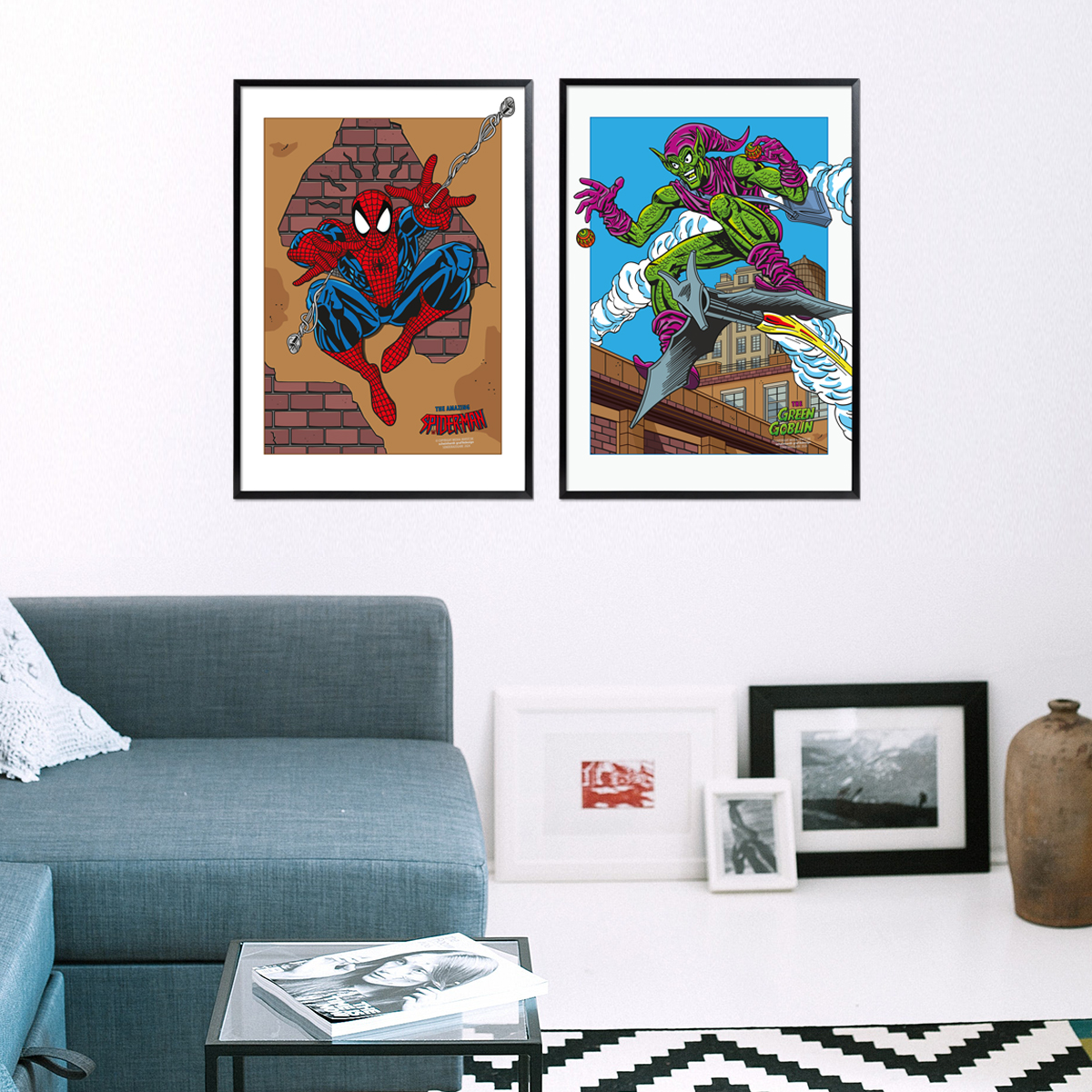 Poster Spiderman vs Goblin in Raumansicht